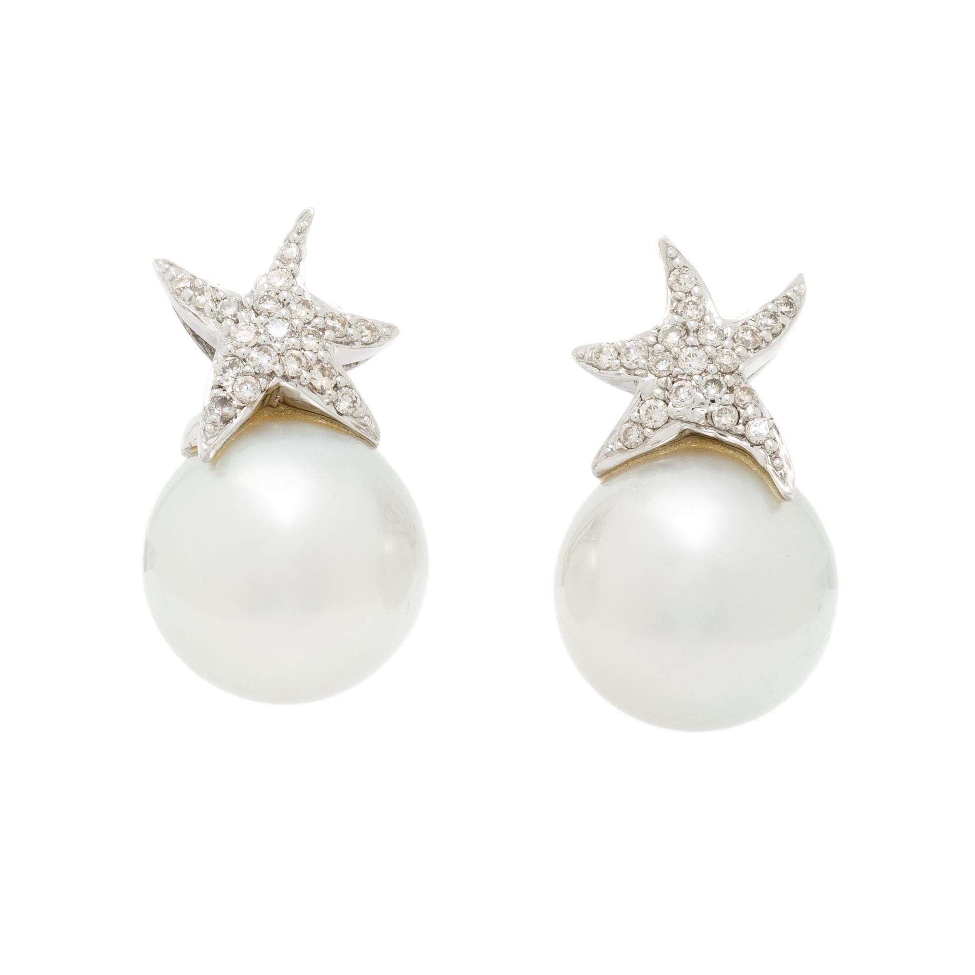 CULTURED PEARL AND DIAMOND EARRINGS