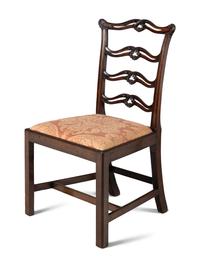 A Pair of George III Mahogany Ladderback Side Chairs