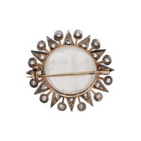 ANTIQUE, MOONSTONE AND DIAMOND BROOCH