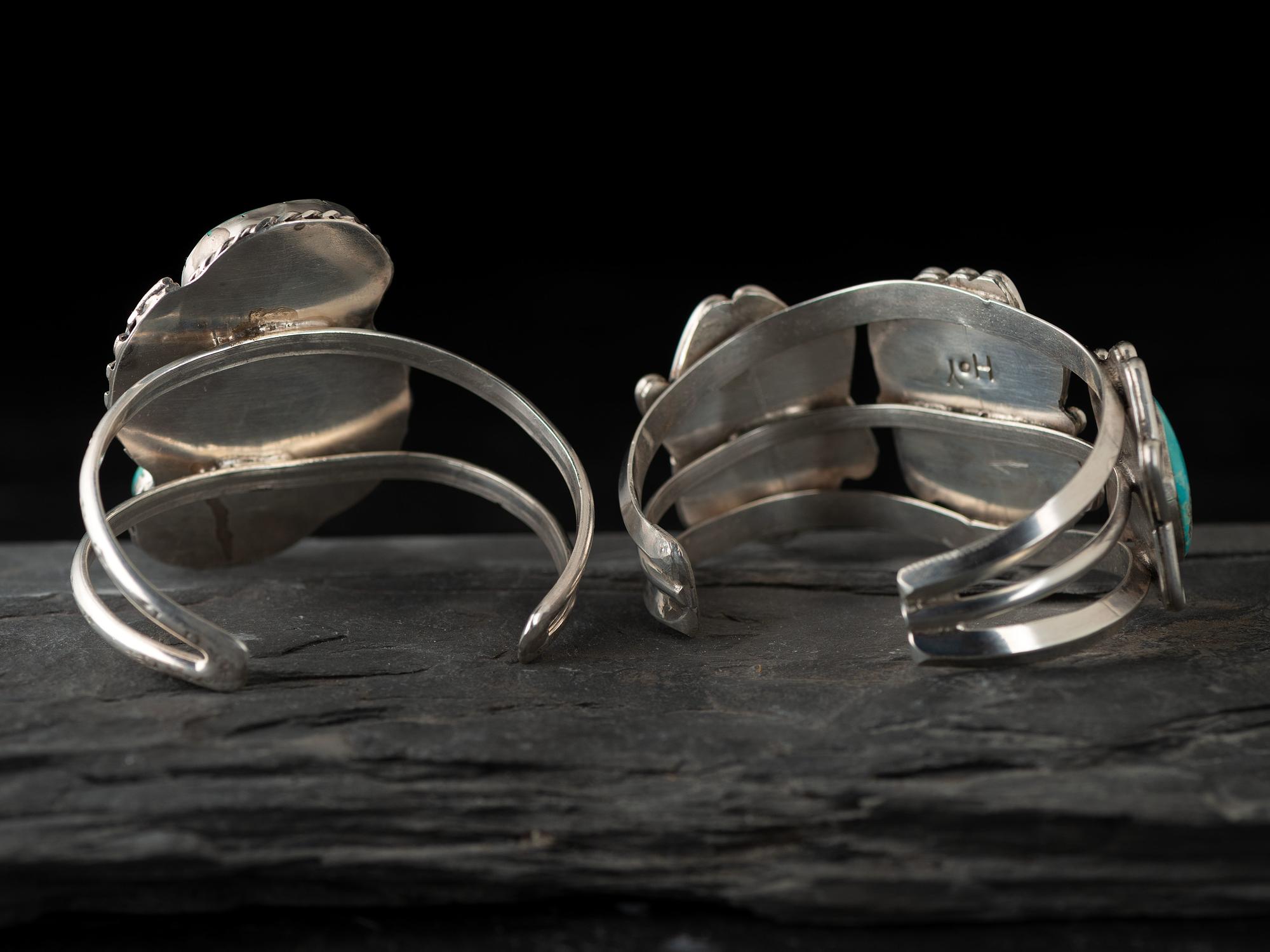 Navajo Silver and Turquoise Cuff Bracelets