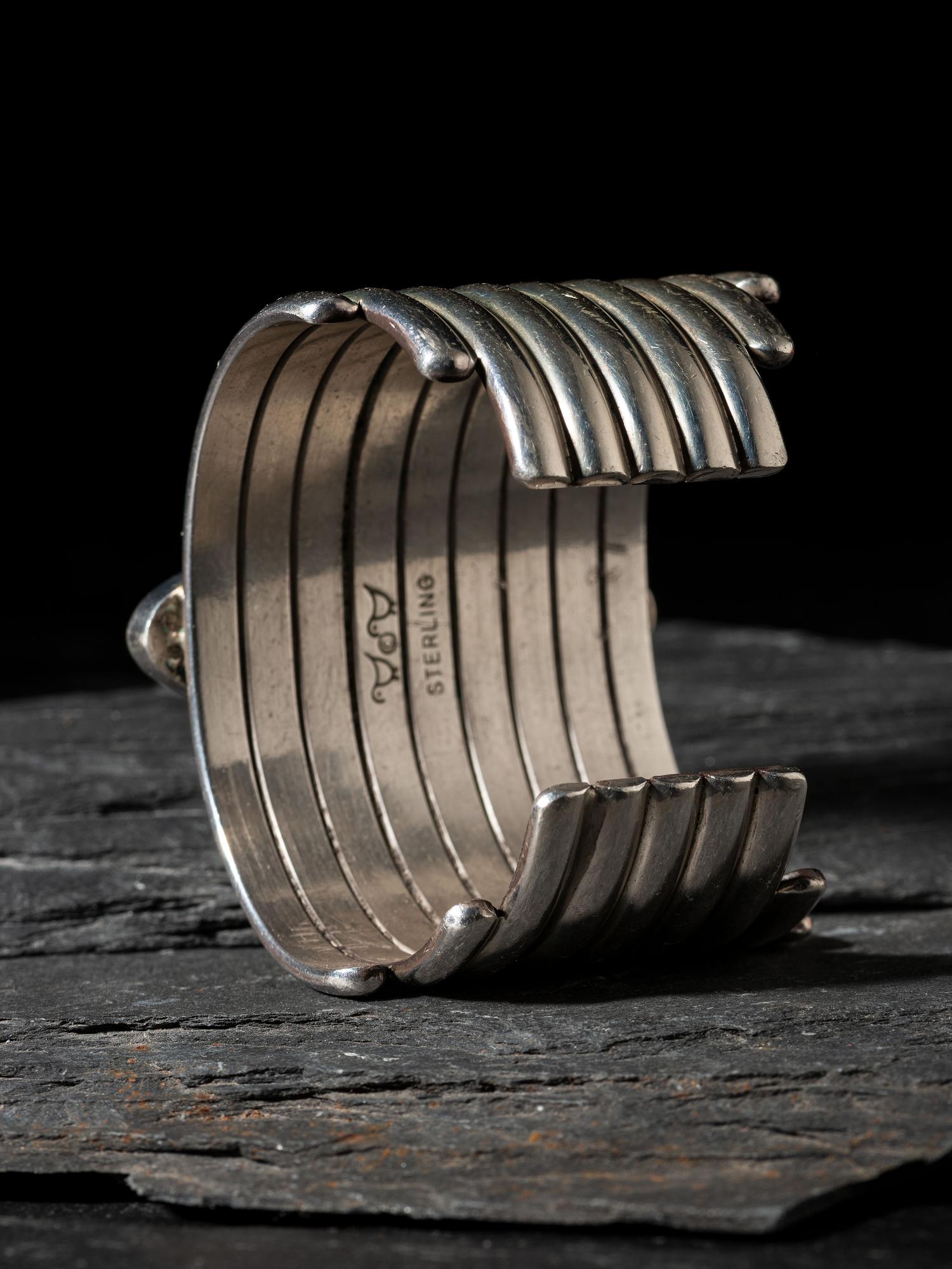 Sterling Silver, Turquoise, and Onyx Cuff Bracelet