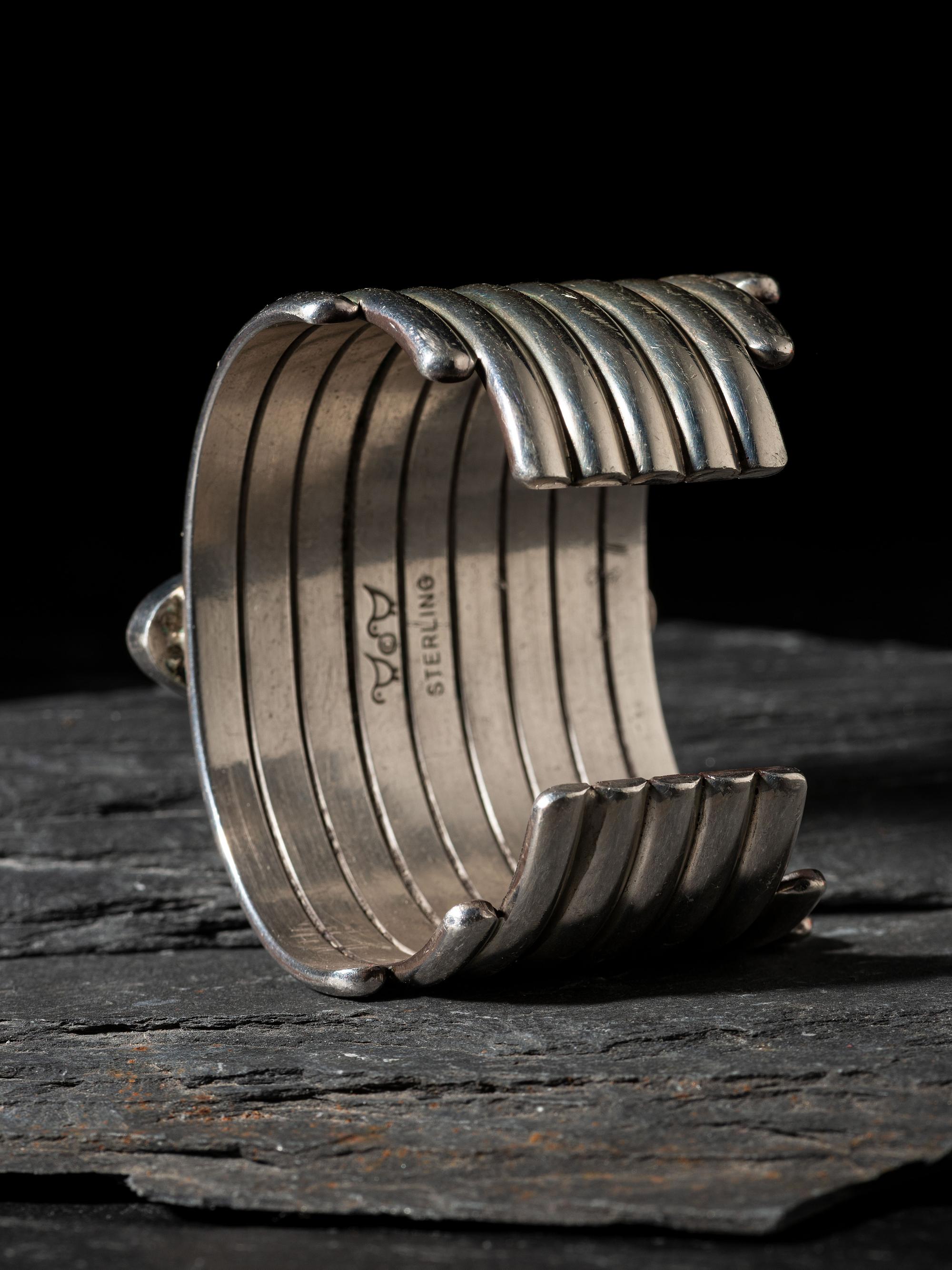 Sterling Silver, Turquoise, and Onyx Cuff Bracelet