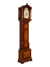 An Edwardian Mahogany and Marquetry Tall Case Clock