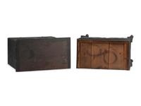 A Queen Anne Black Painted Maple Flat-Top High Chest