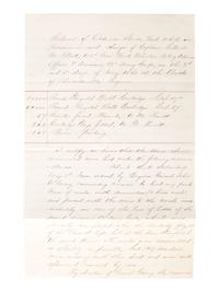[CIVIL WAR]. Manuscript "Statement of Ordnance Stores, Lost while in possession and charge of Captain Gilbert W. Elliott, 102nd New York Volunteers" at the Battle of Chancellorsville, VA. October 1863.
