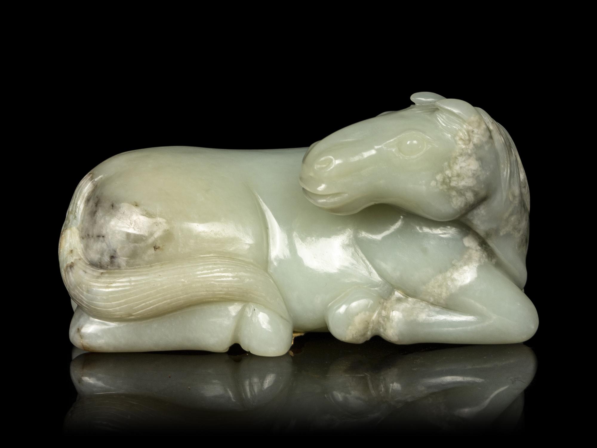 A Chinese Celadon Jade Horse