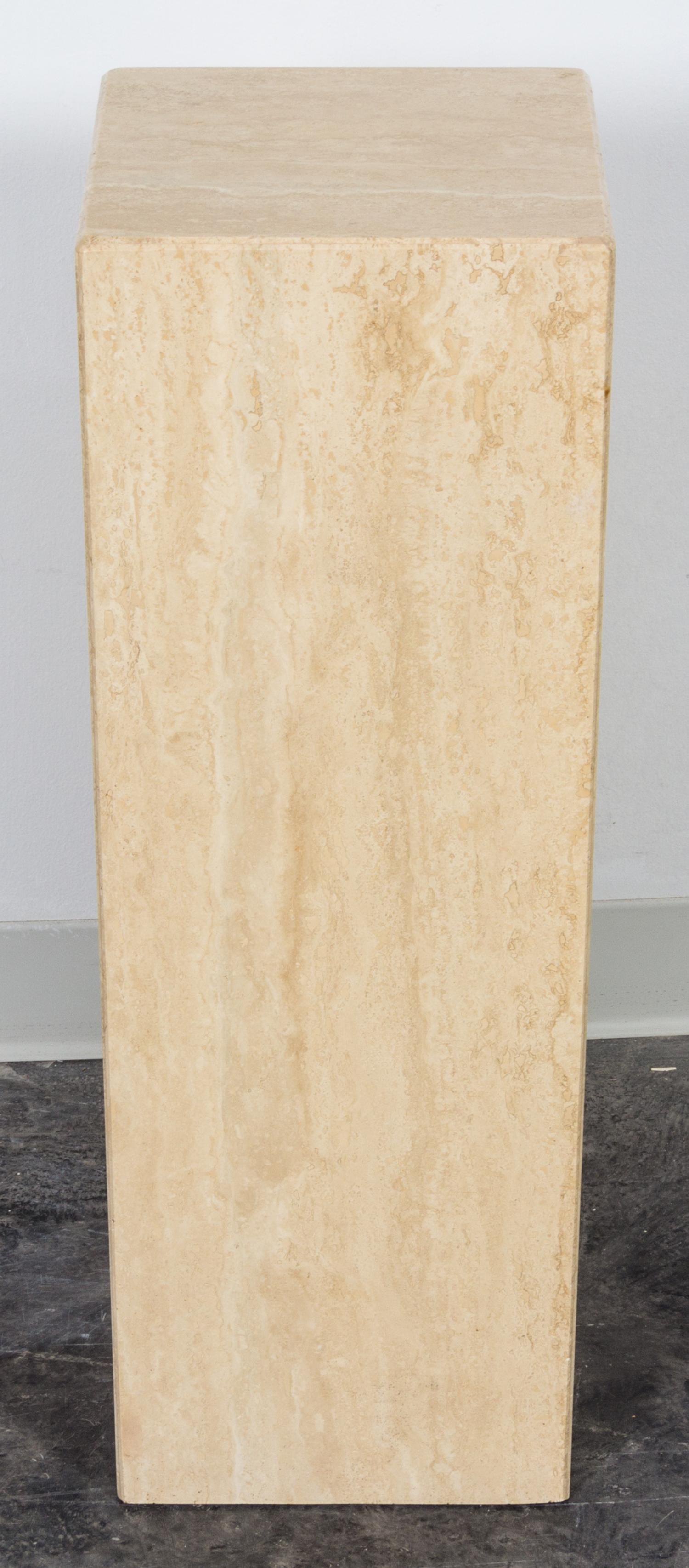 A Travertine Marble Pedestal Height 29 5/8 inches.
