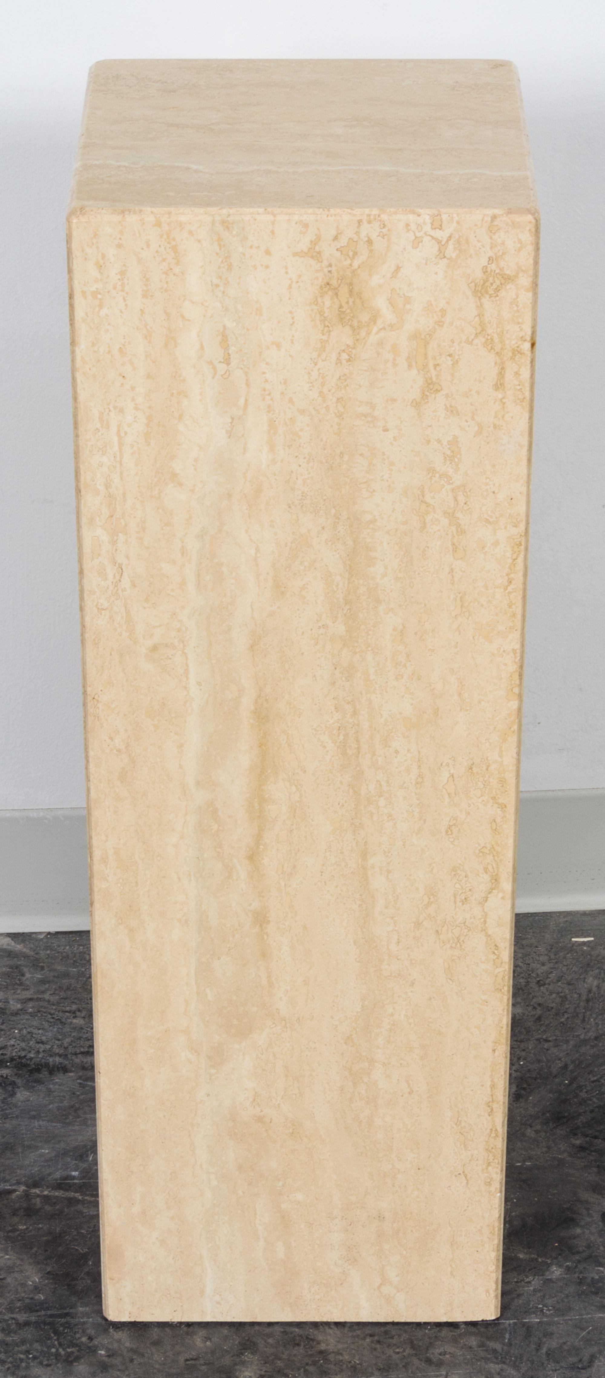 A Travertine Marble Pedestal Height 29 5/8 inches.