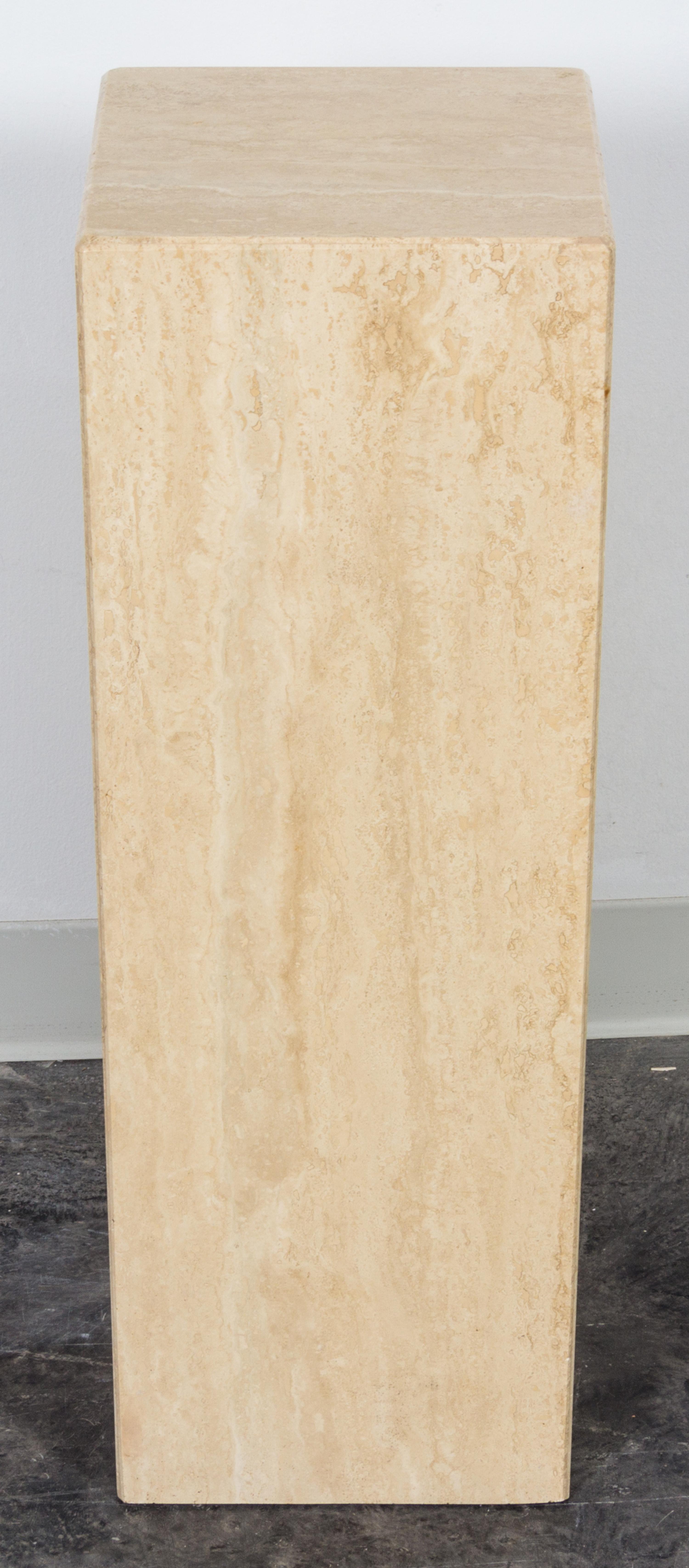 A Travertine Marble Pedestal Height 29 5/8 inches.