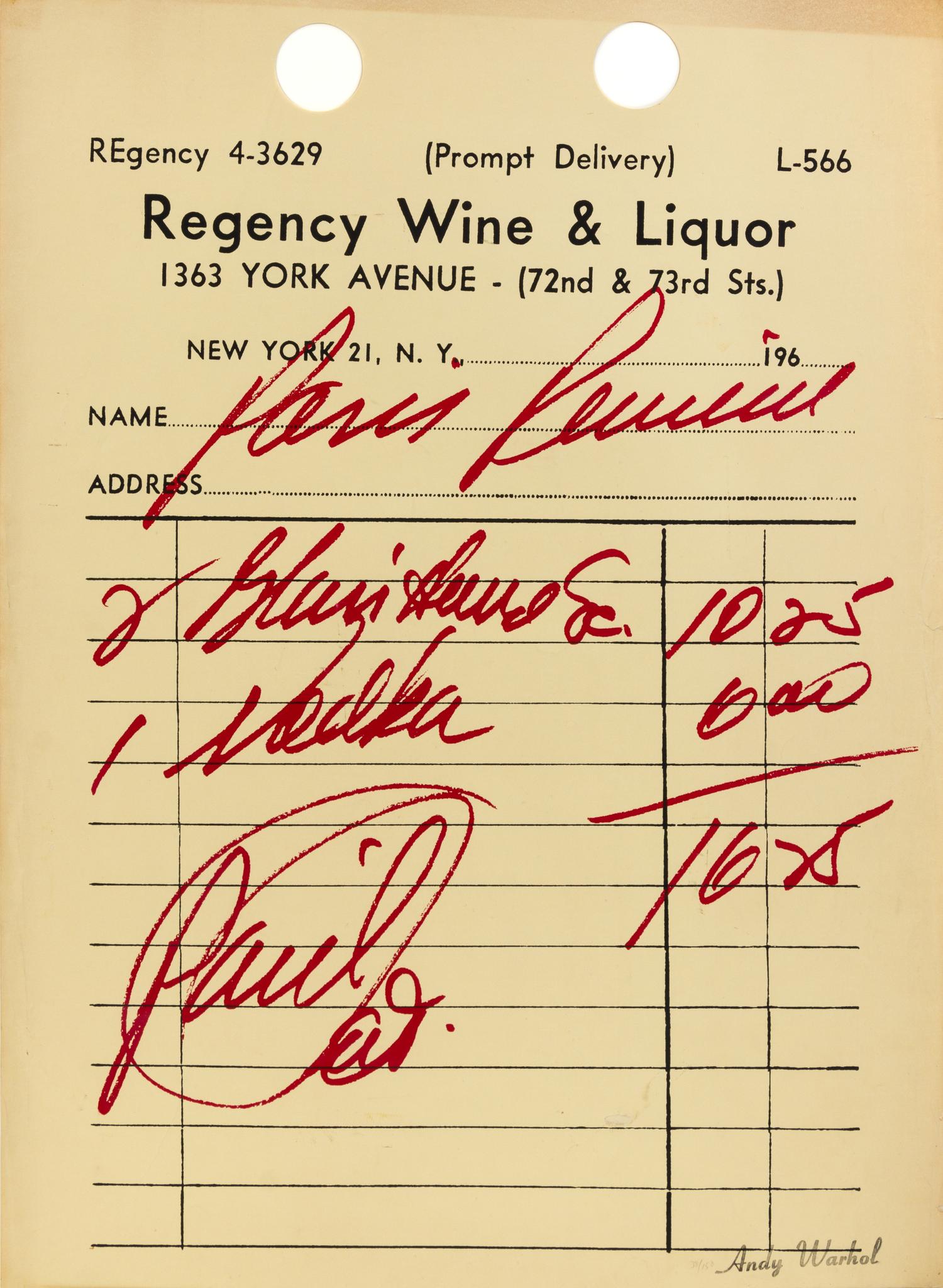 Andy Warhol, (American, 1928–1987), Paris Review, 1967