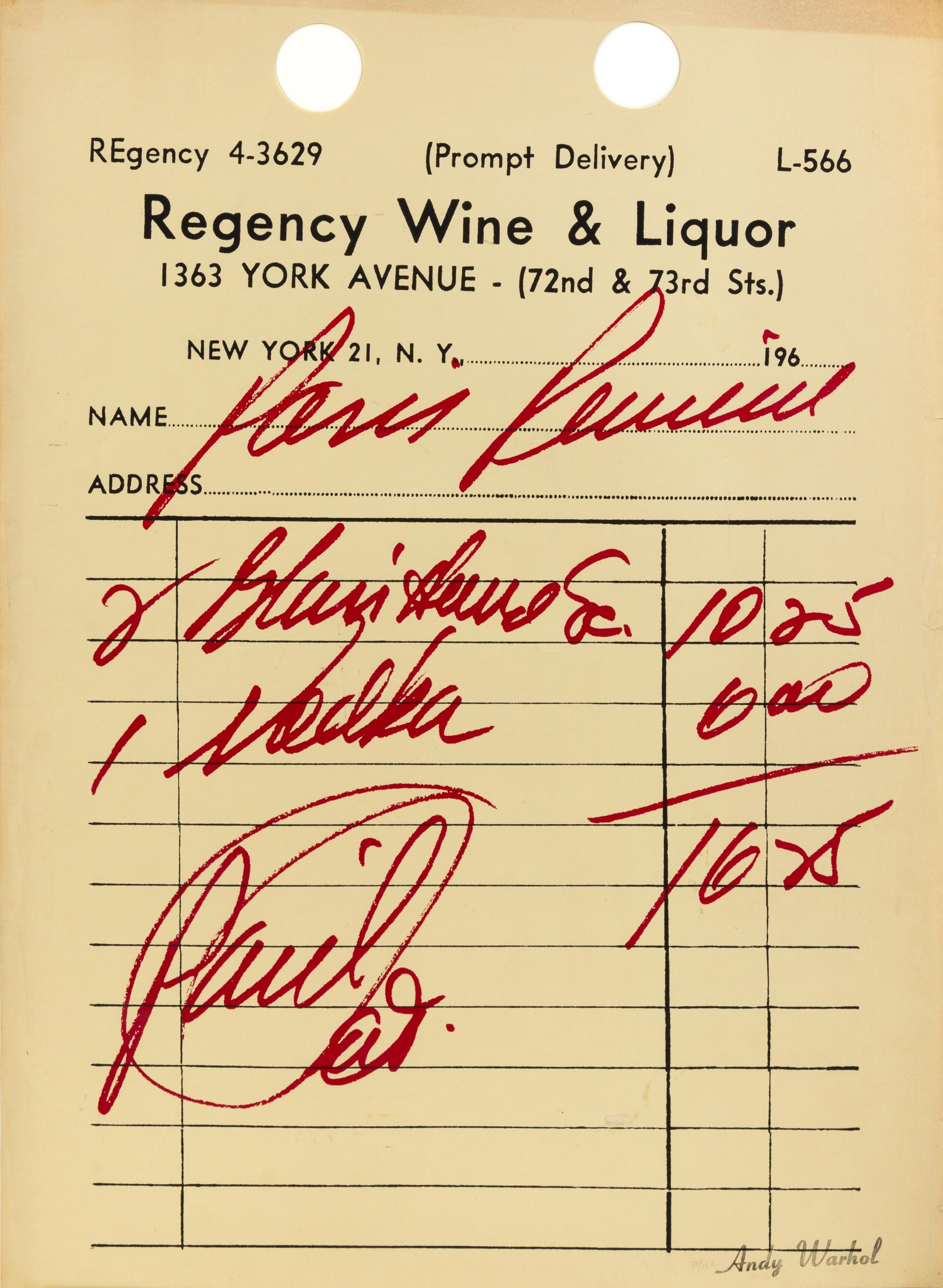 Andy Warhol, (American, 1928–1987), Paris Review, 1967