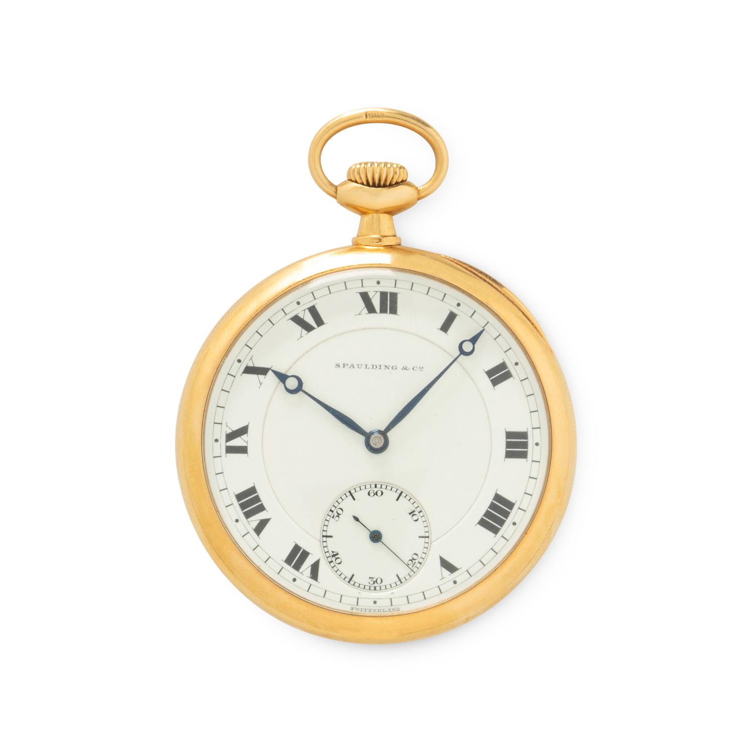 PATEK PHILIPPE FOR SPAULDING & CO., 18K YELLOW GOLD POCKET WATCH