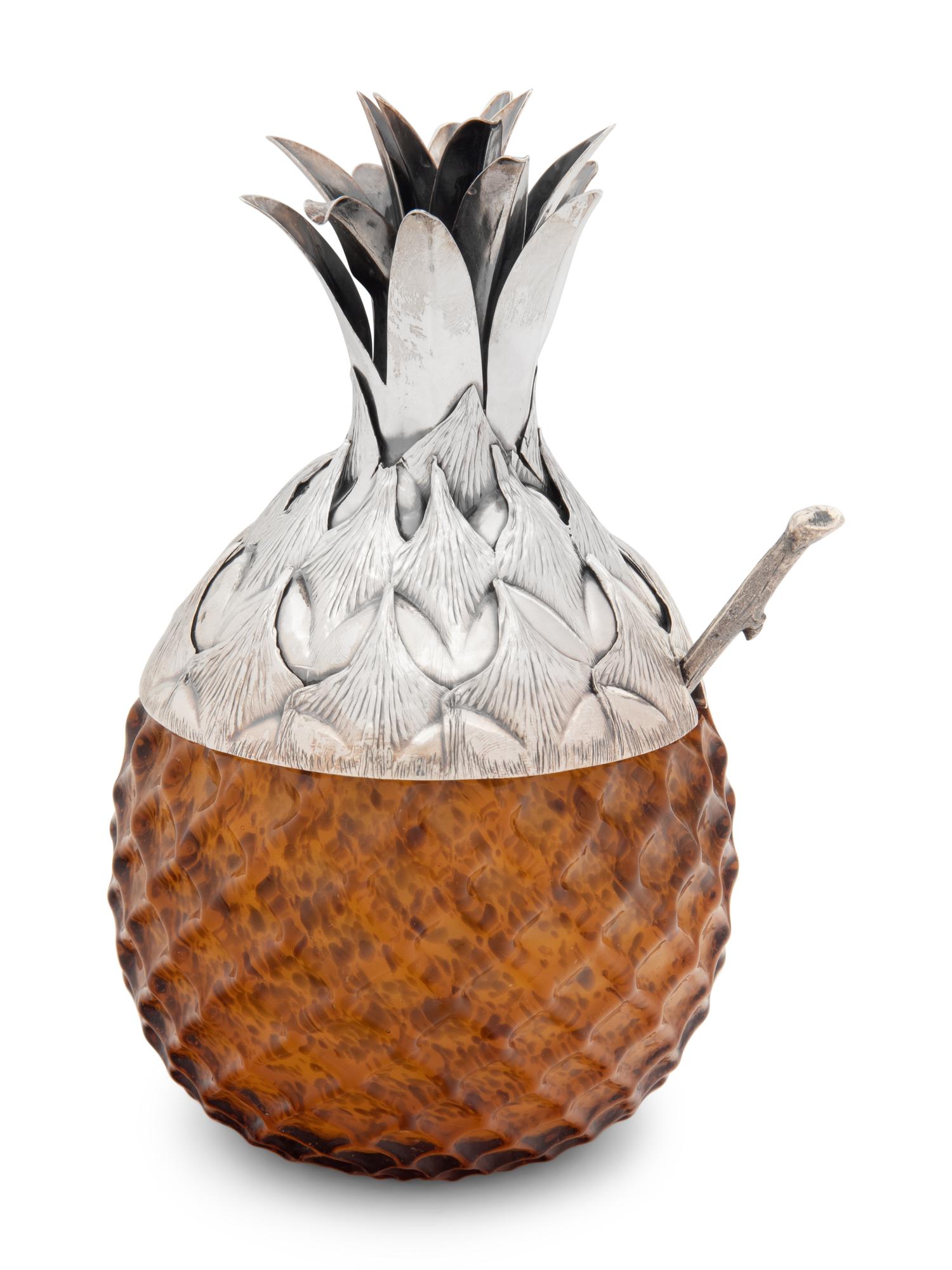 A Buccellati Silver-Mounted Glass Jam Jar