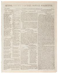 [BATTLE OF TRAFALGAR]. Supplement to the Royal Gazette and the Jamaica Courant . Vol. XXVIII, No. 13. Kingston: 29 March 1806.