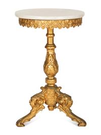 An Italian Baroque Style Giltwood Marble-Top Side Table