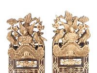 A Pair of Chinese Export Pierce Carved Giltwood Panels