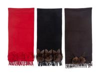 Three J. Mendel Cashmere Scarves With Fur Rosettes