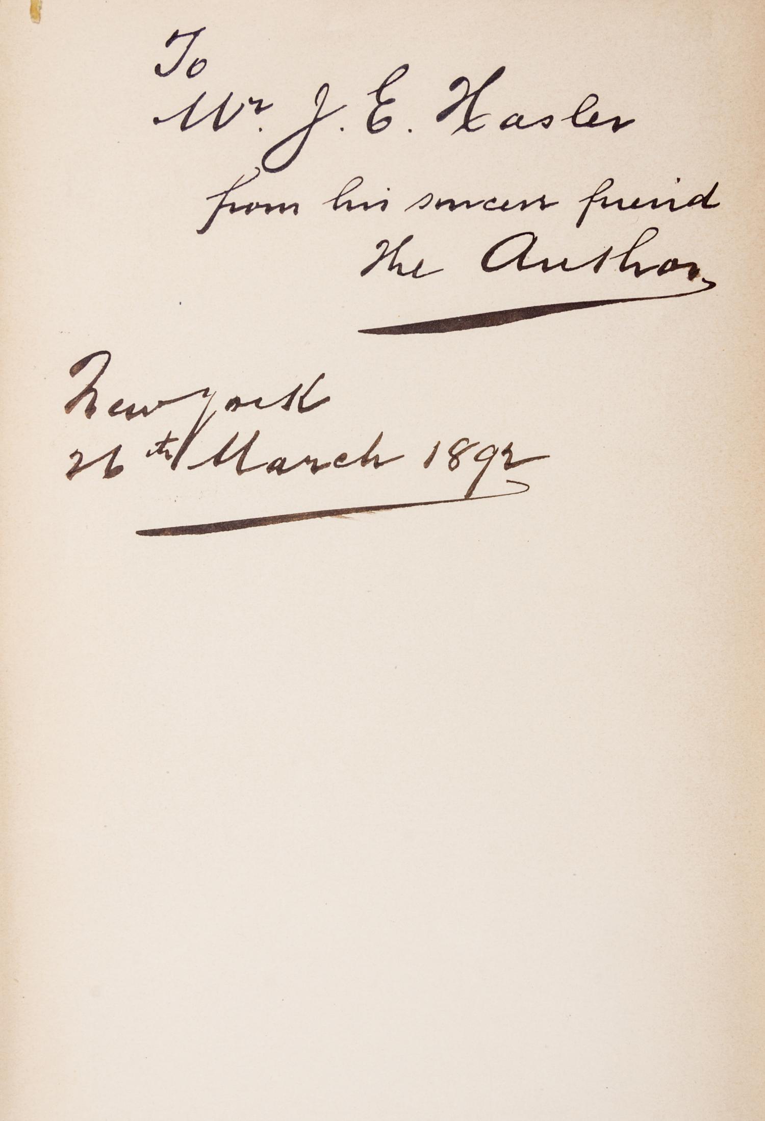 BRADSHAW, William R. (1851-1927). The Goddess of Atvatabar. New York: J. F. Douthitt, 1892. FIRST EDITION, PRESENTATION COPY.