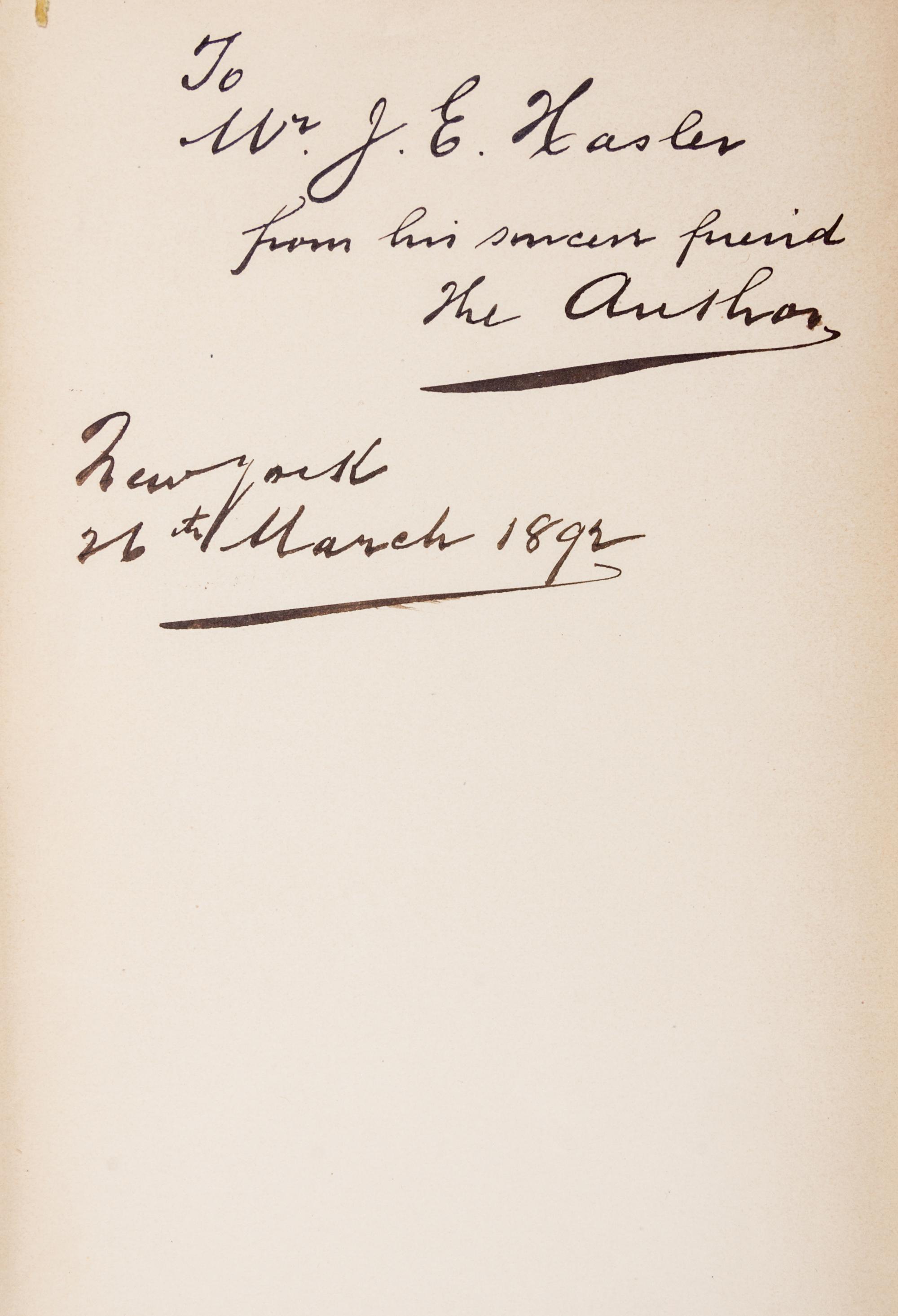 BRADSHAW, William R. (1851-1927). The Goddess of Atvatabar. New York: J. F. Douthitt, 1892. FIRST EDITION, PRESENTATION COPY.