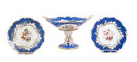 Three Porcelain Serving Articles Height of compote 8 1/4 inches.