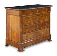 A Louis Philippe Burlwood Marble-Top Commode