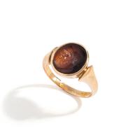 A Neoclassical Gold and Carnelian Finger Ring with a Satyr