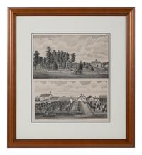 Printed City Views and Farm Scenes of Bloomingdale and Dupage County, Ill. N.p.: N.d. 23 x 21 In. Matted and framed.