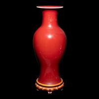 A Chinese Copper Red Glazed 'Phoenix-Tail' Vase 祭紅釉鳳尾尊