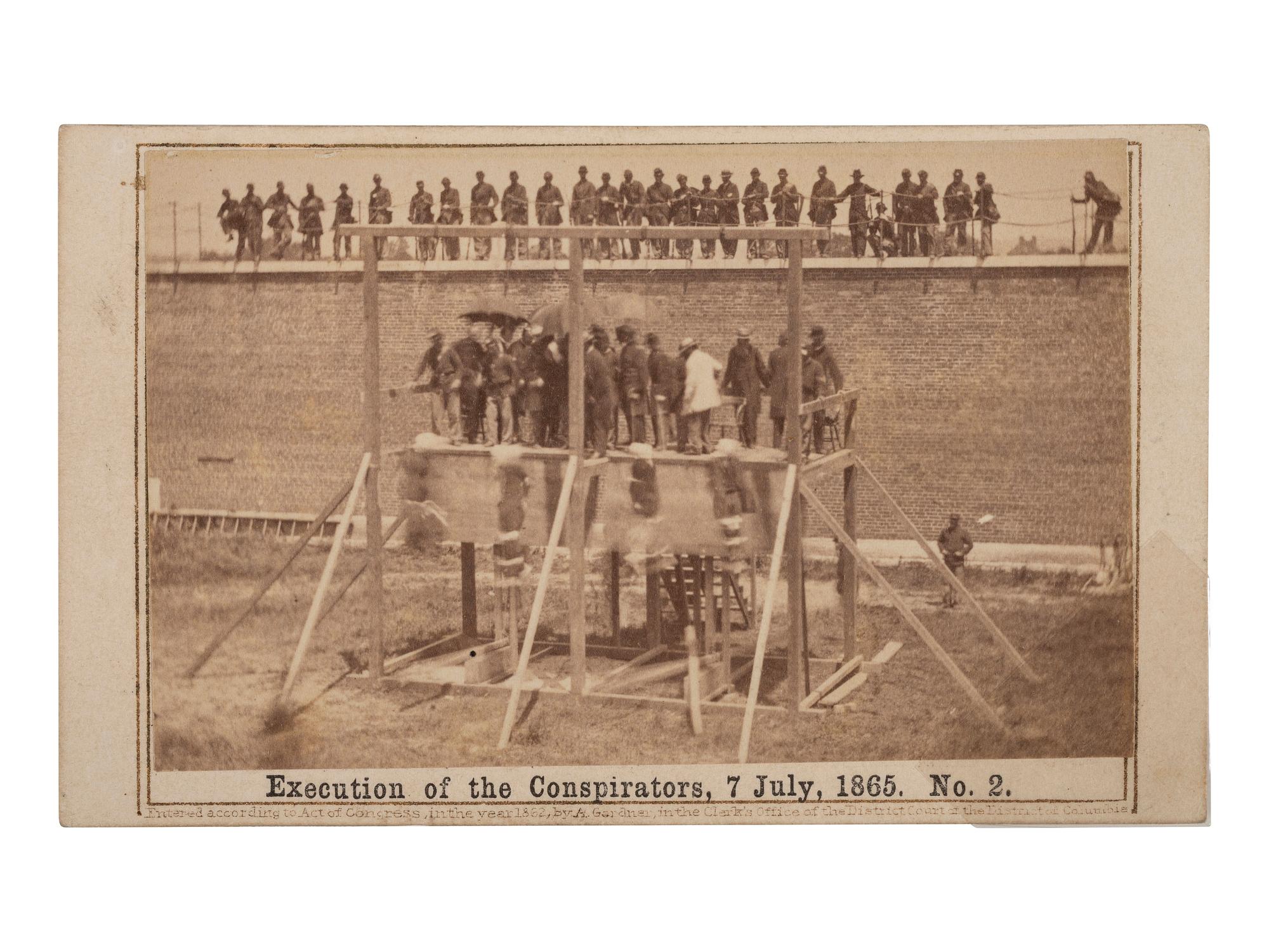 [LINCOLN ASSASSINATION]. GARDNER, Alexander (1821-1882), photographer. Execution of the Conspirators, 7 July, 1865. No. 2 . Washington: Philp & Solomons, 1865.