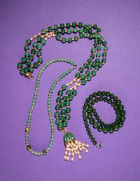 A Group of Chinese Green Hardstone Jewelry