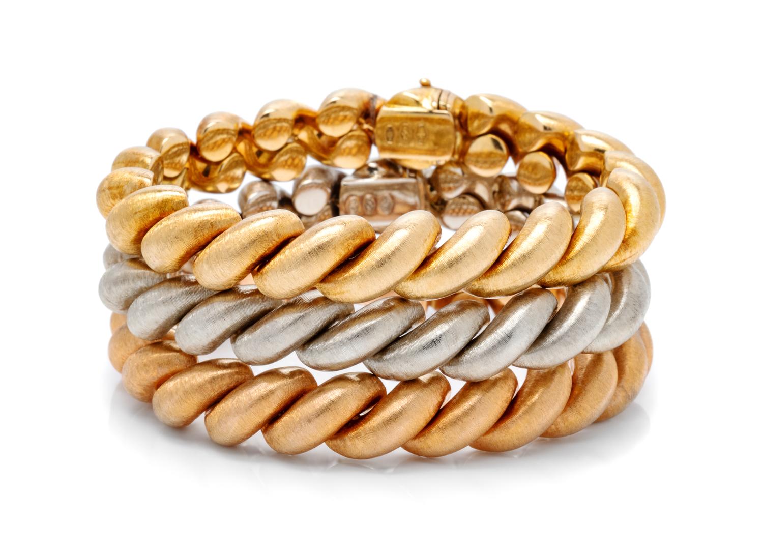 A Collection of 18 Karat Gold Bracelets, Carlo Weingrill, 80.70 dwts.