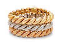 A Collection of 18 Karat Gold Bracelets, Carlo Weingrill, 80.70 dwts.