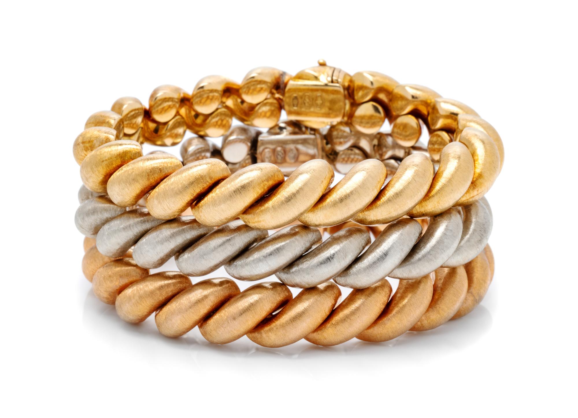 A Collection of 18 Karat Gold Bracelets, Carlo Weingrill, 80.70 dwts.