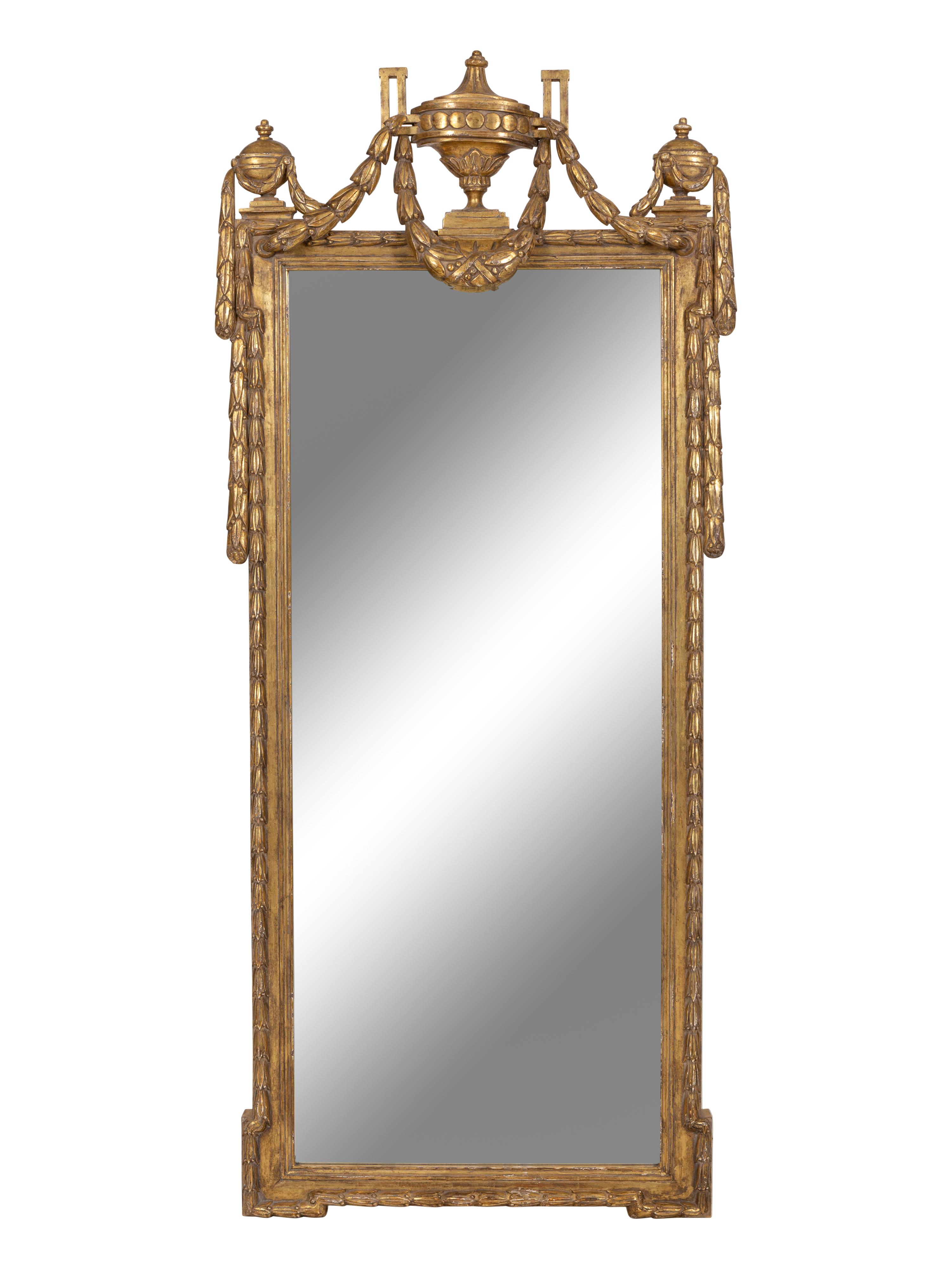 A Pair of Louis XVI Style Giltwood Pier Mirrors