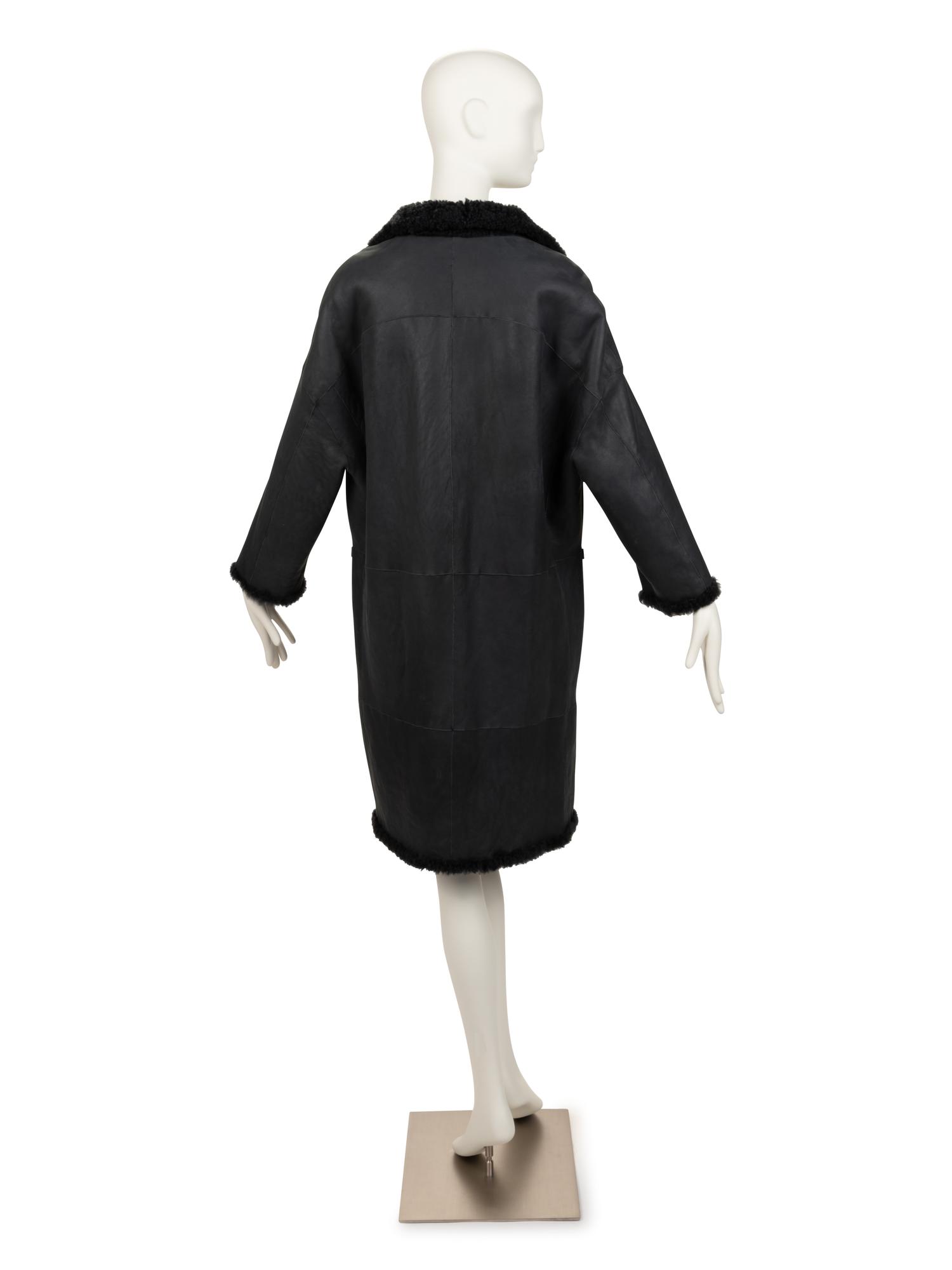 Brunello Cucinelli Leather and Shearling Coat