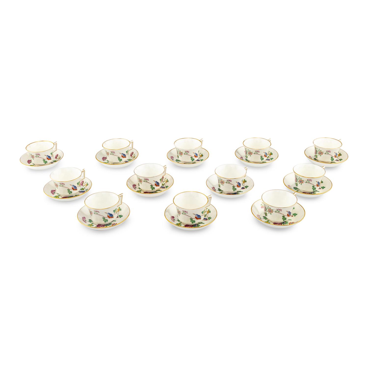 A Set of Twelve Wedgwood Cuckoo Porcelain Teacups and Saucers
