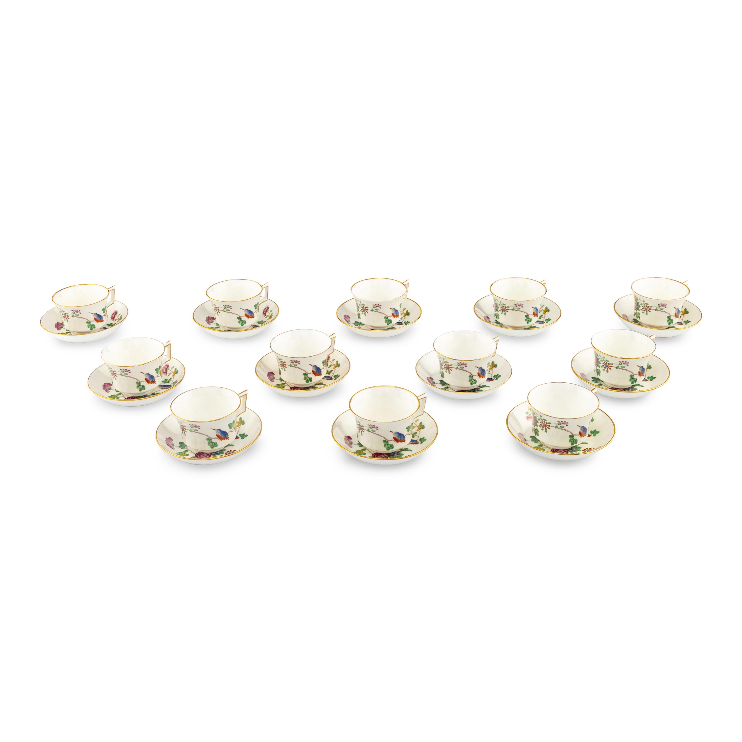 A Set of Twelve Wedgwood Cuckoo Porcelain Teacups and Saucers