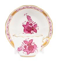 A Herend Chinese Bouquet Raspberry Porcelain Espresso Service