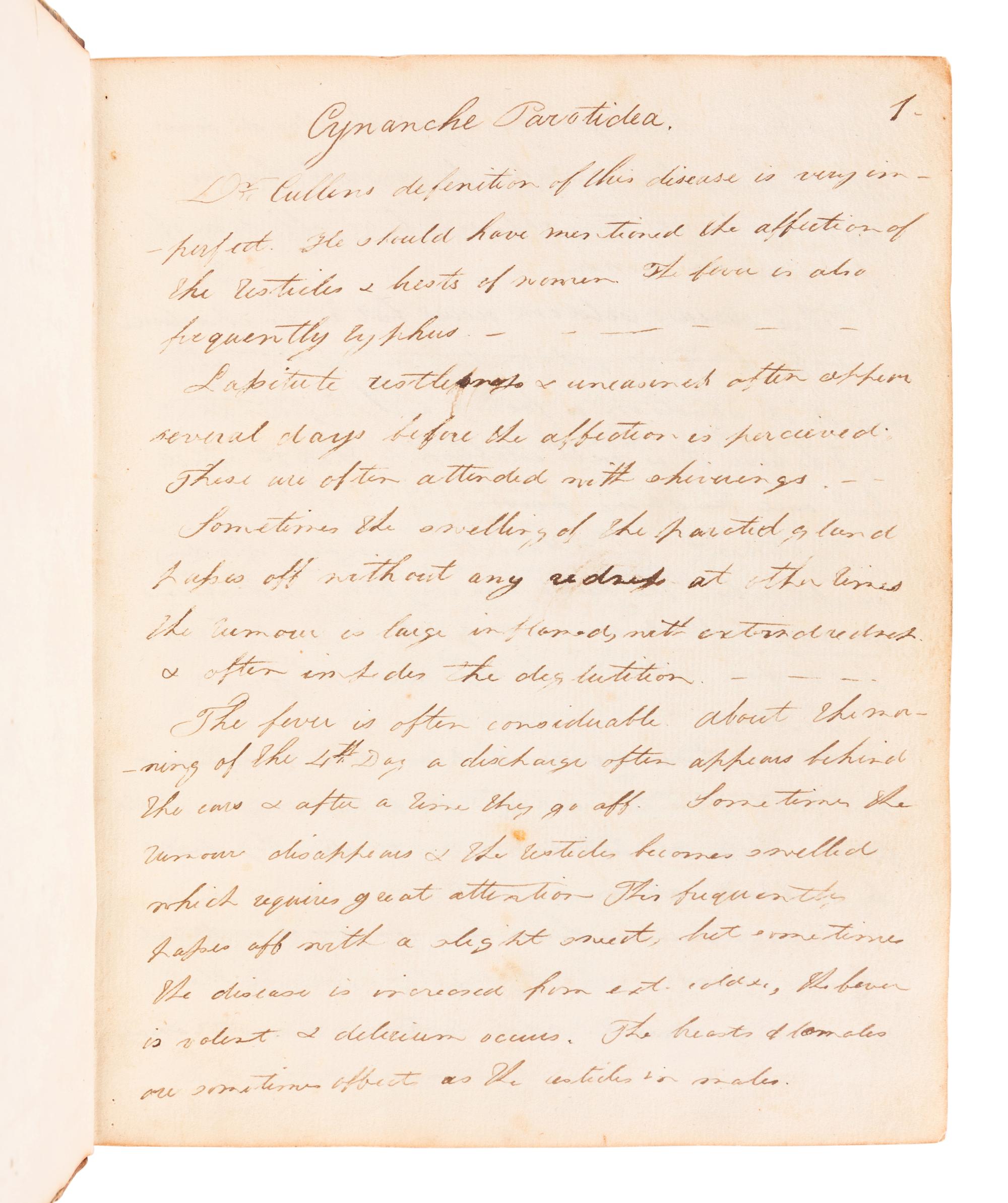 [MANUSCRIPT - MEDICINE]. PLUMB, Ovid. "Notes from the Lectures of Nathaniel Chapman, M. D. Professor of the Materia Medica In the University of Pennsylvania, Philadelphia Course of 1814-1815." -- "Notes From the Lectures of Nathaniel Chapman M.D. Professor of the Materia Medica In the University of Pennsylvania Philadelphia Course of 1814-15." -- "Notes taken at the New York Eye Infirmary by Ovid Plumb 1821&2 Montgomery House Barclay Street No 65." New York, 1821 and later.