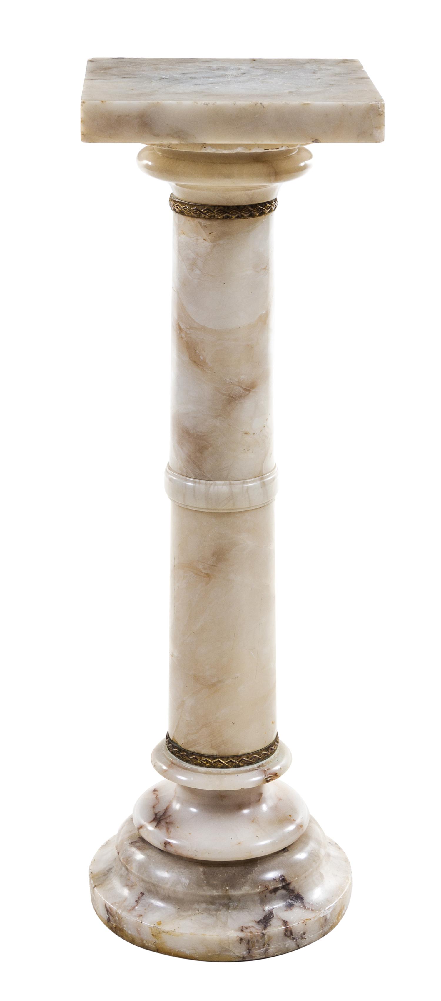 A Continental Gilt Metal Mounted Marble Pedestal Height 35 1/8 inches. — 19TH/20TH CENTURY