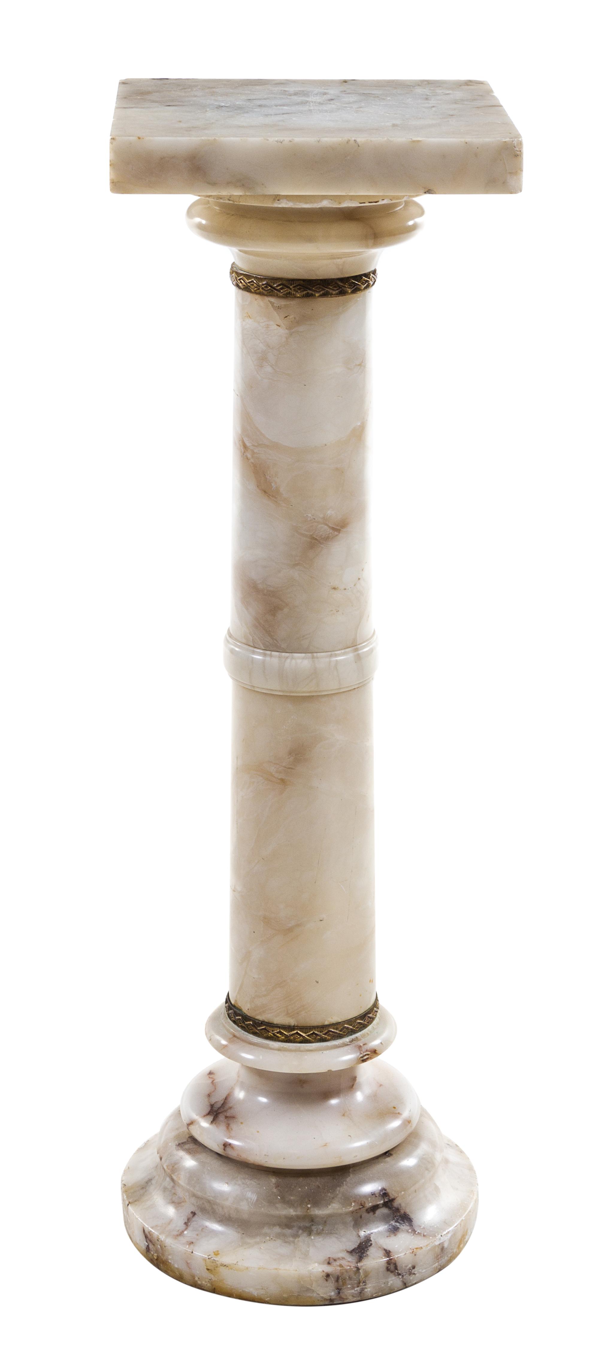 A Continental Gilt Metal Mounted Marble Pedestal Height 35 1/8 inches. — 19TH/20TH CENTURY