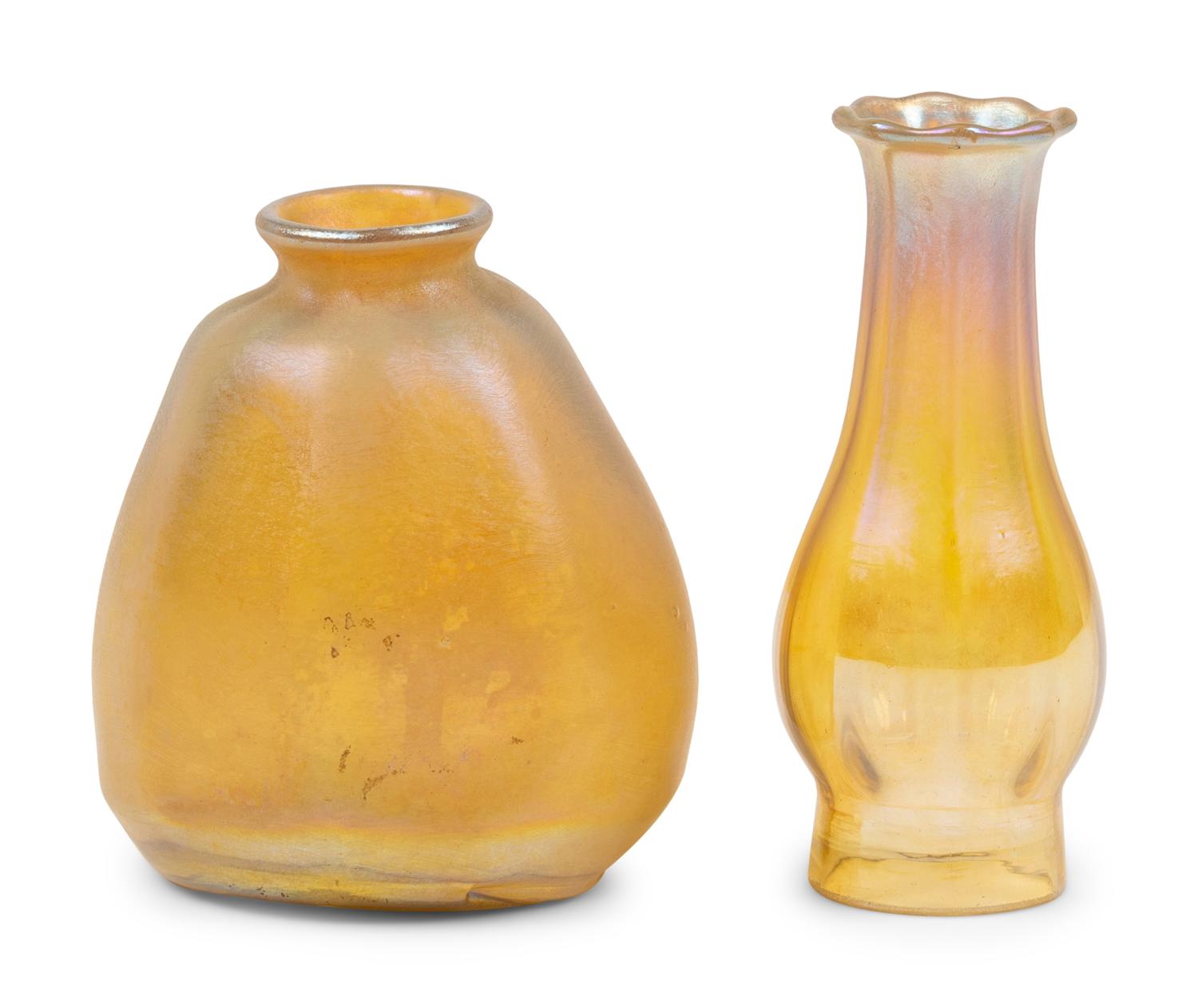 Two Small Favrile Glass Shades