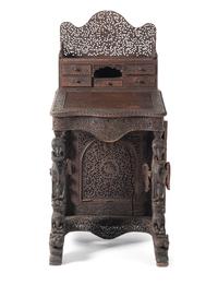 An Anglo-Burmese Carved Hardwood Desk