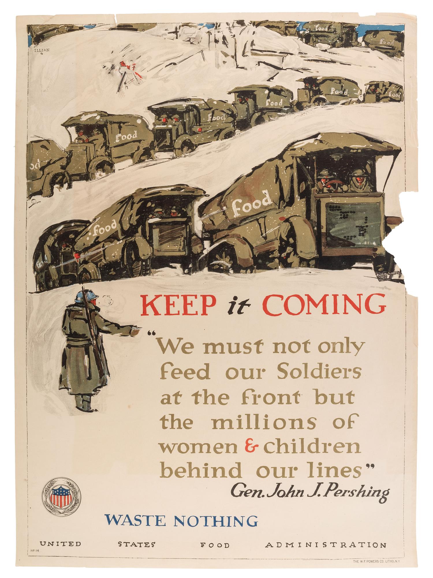 [World War I]. A group of 5 posters produced by the US Food Administration promoting food conservation, comprising: