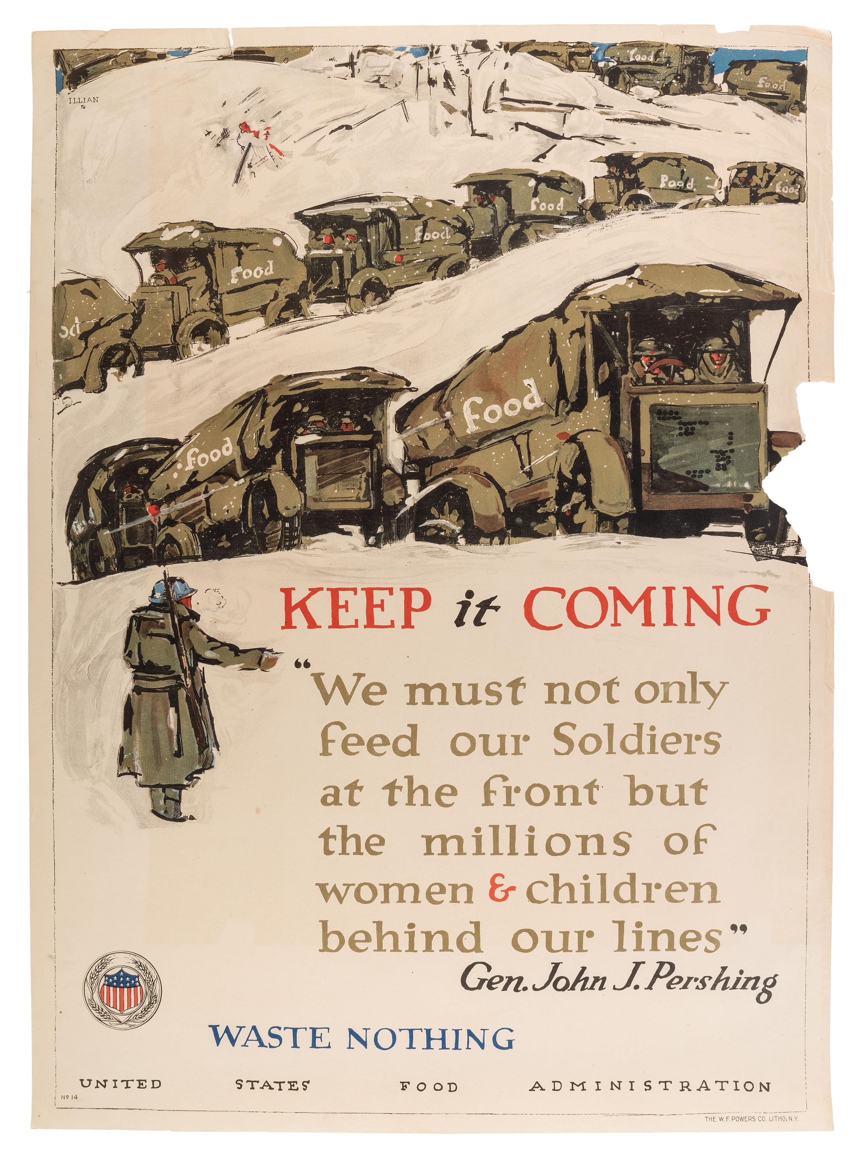 [World War I]. A group of 5 posters produced by the US Food Administration promoting food conservation, comprising: