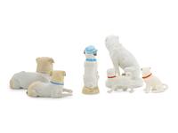 Six Bisque Porcelain Figures of Pugs
