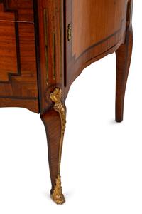 A French Transitional Marquetry Marble-Top Commode