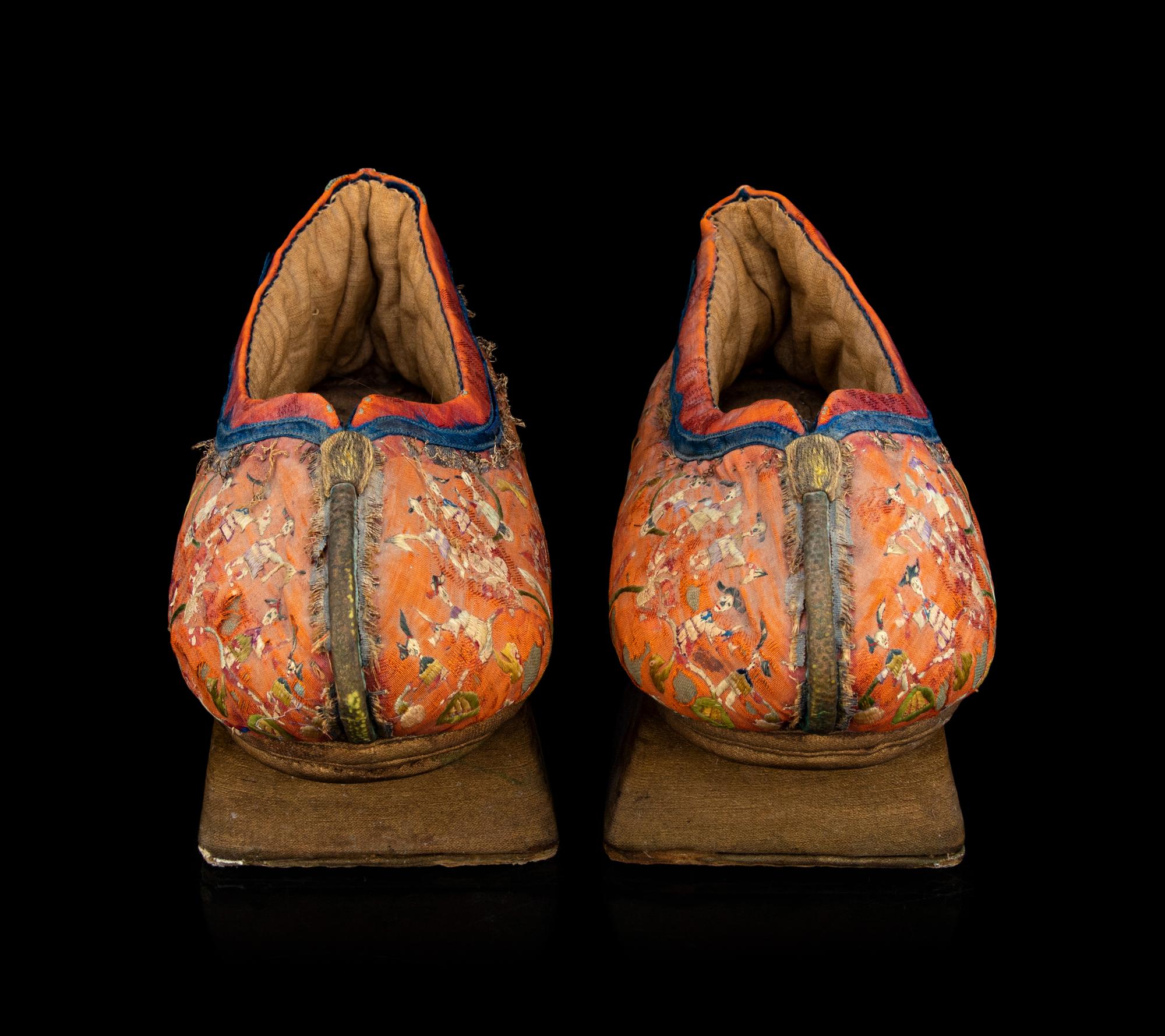 A Pair of Chinese Embroidered Silk Lady's Shoes
