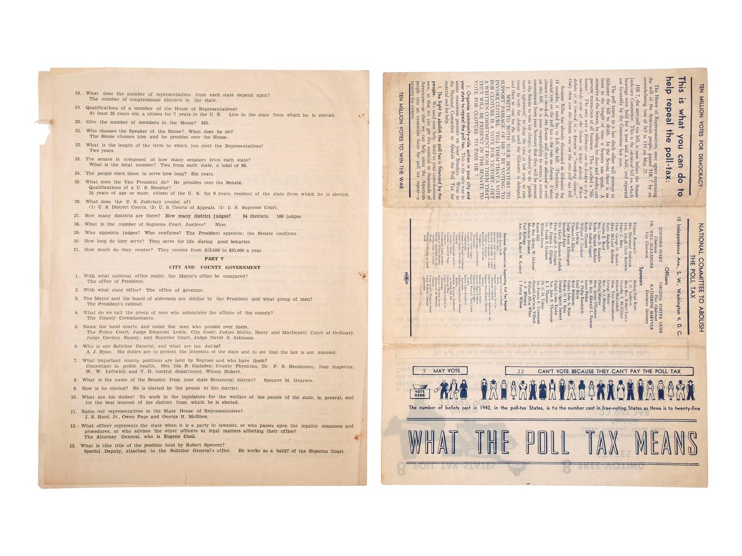 [AFRICAN AMERICANA]. "Questions and Answers For Citizenship Training Course Sponsored by Savannah Branch NAACP." [Savannah, GA], n.d. [ca ?].