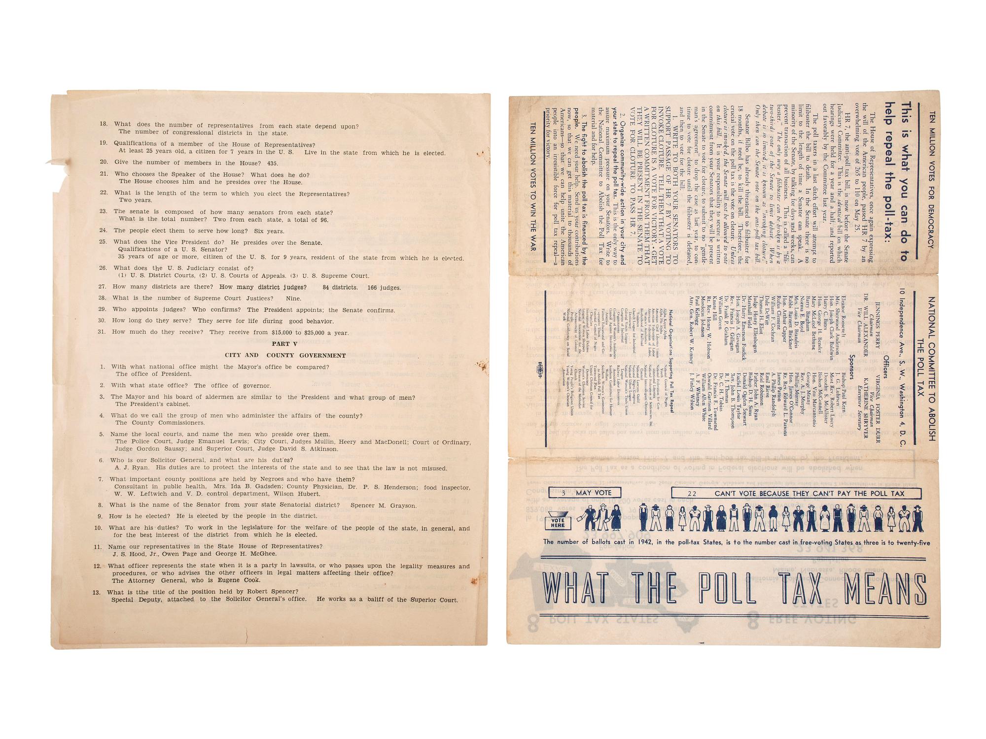 [AFRICAN AMERICANA]. "Questions and Answers For Citizenship Training Course Sponsored by Savannah Branch NAACP." [Savannah, GA], n.d. [ca ?].